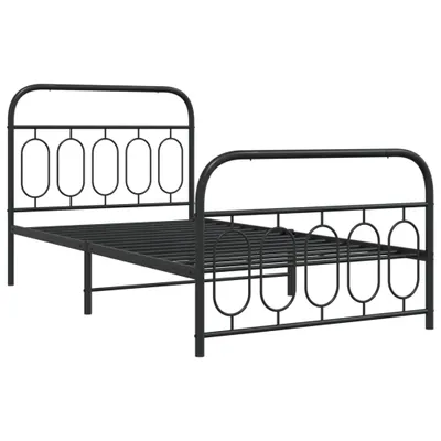 Produktbild von Bettgestell mit Kopf- und Fußteil Metall Schwarz 100x190 cm