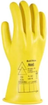Productafbeelding van Ansell handschoenen voor elektriciens, model E014Y, geschikt voor 1000 V wisselstroom, handschoenmaat: 9
