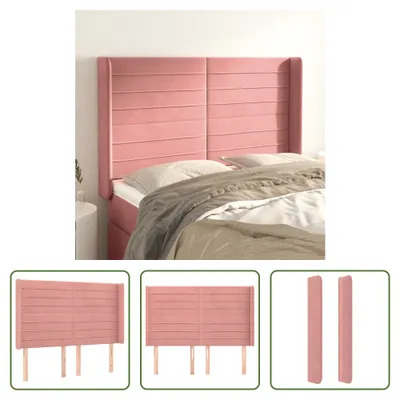 Produktbild von The Living Store Kopfteil mit Ohren Rosa 147x16x118/128 cm Samt