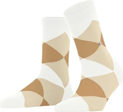 Produktbild von Burlington Damen Socken - Bonnie, Rautenmuster, Baumwolle Weiß/Sand 36-41