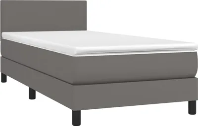 Produktbild von vidaXL Boxspringbett mit Matratze Grau 80x200 cm Kunstleder