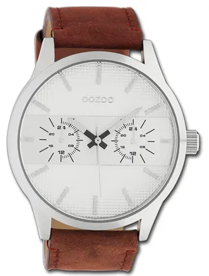 Productafbeelding van Oozoo dames- en herenhorloge, bruin, lederen band, quartz, analoog, model D3UOC10535