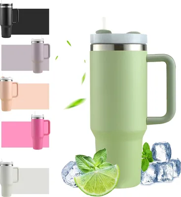 Produktbild von 40 oz Thermal Mug with Straw and Handle, 1200 ml Coffee Mug To Go, Double-Walled Stainless Steel Vacuum Insulated Mug with Lid, Portable Car Mug for Hot and Cold Drinks - Green
