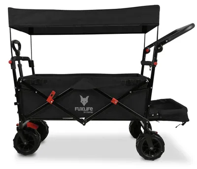 Zdjęcie produktu dla FUXLIFE by FUXTEC Wózek plazowy FX-CTB800 Czarny - Skladany wózek transportowy - Wyscielane wnetrze - Daszek przeciwsloneczny - Kola terenowe - Stabilny i skladany Schwarz