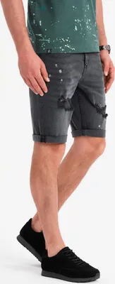 Imagen del producto de Pantalones cortos vaqueros estilo "ombre" para hombre, color gris, con el dobladillo enrollado, talla M