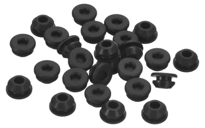 Silikonstopfen 36 Stück, rund, 6,5–7 mm, schwarz