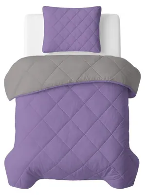 Obrázek produktu pro Sleeptime, sada povlečení Lazy, barva: lila/šedá, rozměr: 140 x 200 cm, včetně povlaků na polštáře