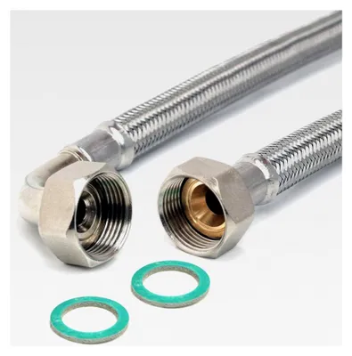 Produktbild von Zulaufschlauch 2m für Waschmaschine oder Geschirrspüler, knickfester DN13 Panzerschlauch mit 3/4" Anschlüssen und Edelstahl-Geflecht, Aquastop Verlängerung