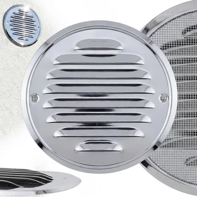 Produktbild von Rundes Metall-Lüftungsgitter mit Insektenschutzgitter, zum Anschrauben, 100 mm Durchmesser, Edelstahl