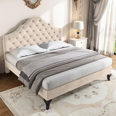 Produktbild von Gestoffeerd Bett 140*190 mit Lattenrost und Kopfteil, Bett für Erwachsene und Jugendliche