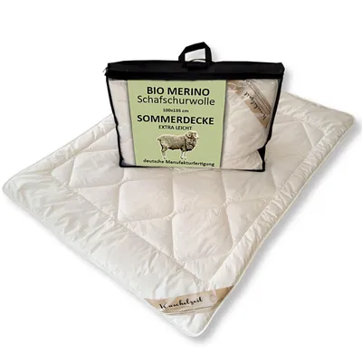 Produktbild von Bio Merino Schafschurwolle extra leichte Kinder Sommerdecke kbA / kbT 100x135 cm