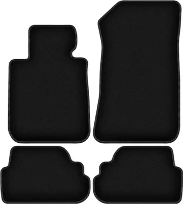 Zdjęcie produktu dla Dywaniki welurowe do BMW 1 E88 cabrio (2008-2014) - czarne dywaniki samochodowe BASIC komplet (4 szt.)