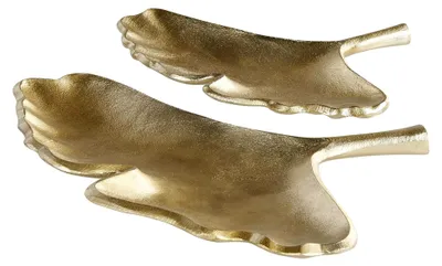 Produktbild von Metall Dekoschalen 2er Set Ginkgo Blätter in Gold