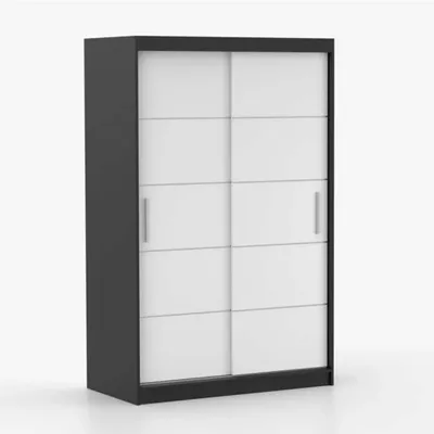 Obrázek produktu pro Šatní skříň s posuvnými dveřmi Šatní skříň Šatní skříň s posuvnými dveřmi 120 cm černá/bílá Neomi 06