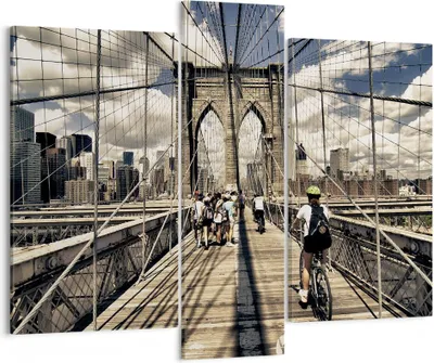 Produktbild von Bild auf Leinwand - Leinwandbild - Amerika brooklyn brücke bau - 95x80cm - Wand Bild - Wanddeko - Leinwanddruck - Bilder - Kunstdruck - Wanddekoration - Leinwand bilder - Wandkunst - CB95x80-2497