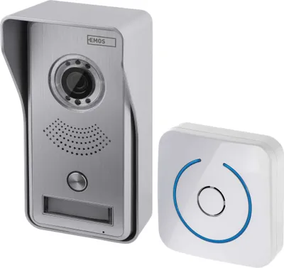 Produktbild von EMOS Wireless Video-Türklingel WLAN mit App-Steuerung, Kameraeinheit + Klingel und App für Gegensprechfunktion, Bewegungserkennung, H1139