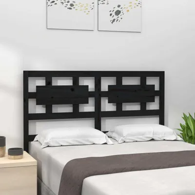 Produktbild von The Living Store Kopfteil Schwarz 185,5x4x100 cm Massivholz Kiefer