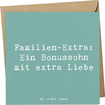 Produktbild von Mr. & Mrs. Panda Grußkarte Spruch Bonussohn Liebe - Meeresbrise - Geschenk, faltkarte, anlasskarte, Familienbindung, Lächeln, Patchworkfamilie, Klappkarte, Stiefsohn