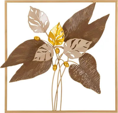 Image de Mauro Ferretti panneau mural Browy 50,2x5,1x50,2 cm brun or