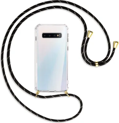 Produktbild von Handykette Backcover-Schutzhülle mit Band (Metall goldfarben) für Samsung Galaxy S10 - schwarz/gold