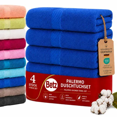 Produktbild von Betz 4 Stück Duschtücher 70x140 cm PALERMO 100% Baumwolle  Farbe: blau