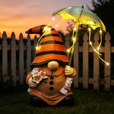 Solar-Tuinkabouter mit LED, 25 cm, wasserdicht, lustig, für Außen