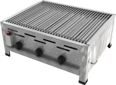 Produktbild von Gasbräter 3-flammig Edelstahl mit Piezozündung und thermischer Flammüberwachung für Gastronomie