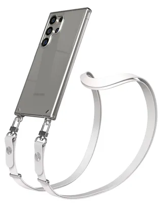 Produktbild von EAZY CASE Handykette magnetisch mit Handyhülle für Samsung Galaxy S24 Ultra, Crossbody Handyband 1-1,90m verstellbar mit 2 Ösen in Grau