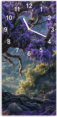 Produktbild von Wanduhr aus Glas mit Motiv Magischer Baum- 30 x 60 cm - inkl. Aufhängesystem