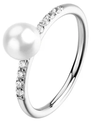 Obrázek produktu pro Elegantní stříbrný prsten se zirkoniemi a perlou Fancy Infinite White FIW177 – obvod: 52 mm