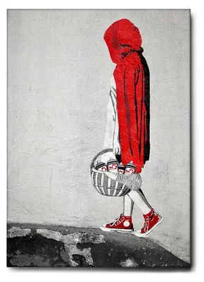 Immagine prodotto di Giallobus - Cappuccetto Rosso - Banksy - 50L x 70l cm - Quadro - Tela Canvas Telaio Standard