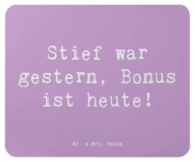 Produktbild von Mr. & Mrs. Panda Mauspad Spruch Bonusvater Freude - Lavendeltraum - Geschenk, Familienleben, Handarbeit, laptop, Mousepad, Unterstützung, mousematte, Beziehung, Mouse Pad