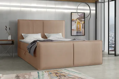 Produktbild von Emoebel24 Boxspringbett mit Topper und Bettkasten, Polsterbett, Doppelbett, Bett 140x200 cm Calipso Beige