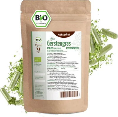 Produktbild von Achterhof Gerstengras Kapseln Nachfüllpack (400 Kapseln)