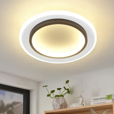 Image de ZMH Plafonnier LED Ø 23,5 cm pour chambre à coucher, 14 W, lumière blanche chaude, lampe de chambre, lampe de salon, éclairage de plafond pour cuisine et salon