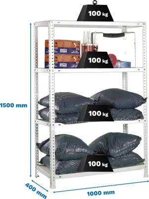 Produktbild von Metallregal COMFORT PLUS 4/400 BRANCA