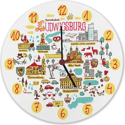 Produktbild von Ludwigsburg Wimmelbild Wanduhr aus MDF