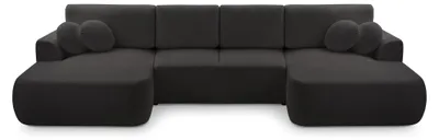 Produktbild von Masseno Ecksofa FILO mit Schlaffunktion U-Form, Sofa mit Bettkasten, Wohnzimmersofa, Couch, Soffa, Bettsofa, Couchgarnitur- Schwarz, CORAL 60