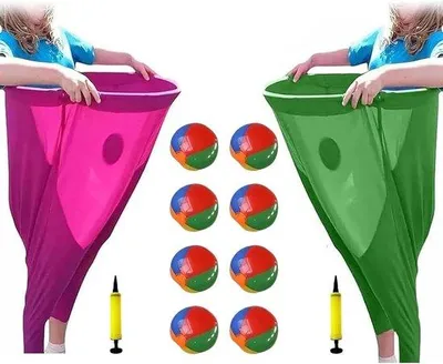 Imagen del producto de Juego divertido para fiestas — Pantalón elástico extra grande y ancho — Se infla — Bomba de aire para neumáticos de bicicleta — Juguetes para actividades al aire libre — Set de juguetes para fiestas — Ideal para celebraciones de cumpleaños — Parrilla — Playa — Actividades en el jardín — Juguetes divertidos para niños