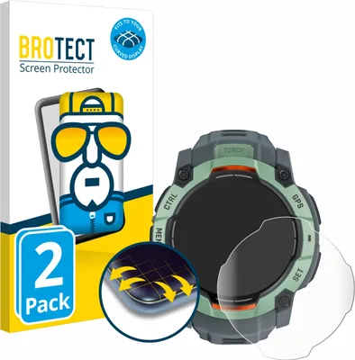 Produktbild von 2x BROTECT Fullscreen Schutzfolie für Garmin Instinct 3 AMOLED / Solar (45 mm) Displayschutz Folie Fullcover Klar Transparent