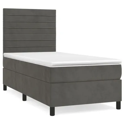 Produktbild von vidaXL Boxspringbett mit Matratze Dunkelgrau 100x200 cm Samt