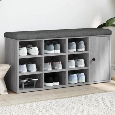 Image de The Living Store Banc à chaussures Gris Sonoma 102x32x50 cm Bois composite