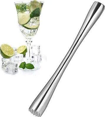 Produktbild von Edelstahl Cocktailstößel mit ergonomischem T-Griff zum Zermahlen von Eis und Zitrusfrüchten