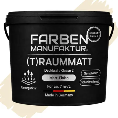 Produktbild von Farben Manufaktur (T)raummatt Innenwandfarbe Vanille Gelb matt 2 L