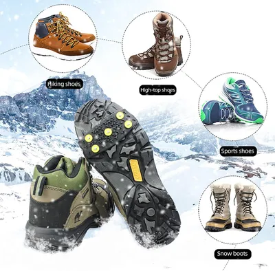 Produktbild von Schuhspikes – 1 Paar – 5 Spikes – Rutschfest – Schnee- und Eisspikes – Schuhüberzieher – 11 x 5 cm – Für Kinder und Wanderschuhe