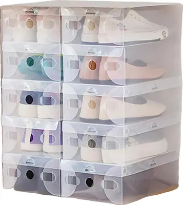 Image de Stockage de boîtes à chaussures, construction durable, design empilable, transparent