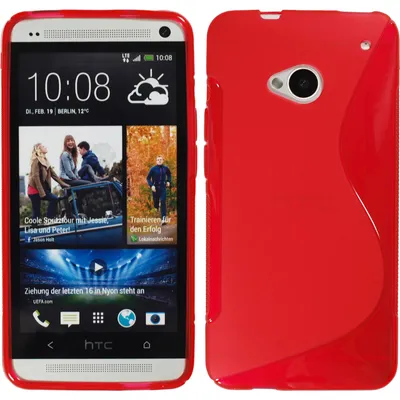 Produktbild von PhoneNatic Case kompatibel mit HTC One - rot Silikon Hülle S-Style + 2 Schutzfolien