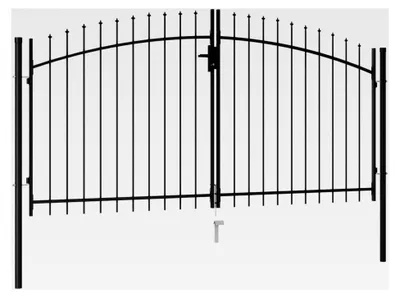 Produktbild von Doppelflügeltor mit Speerspitzen, Gartentor aus Stahl 3 x 1,5 m Schwarz