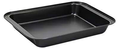 Image de Plaque de cuisson rectangulaire profonde, dimensions 31,5 x 22 x 5 cm, en acier au carbone, avec revêtement antiadhésif