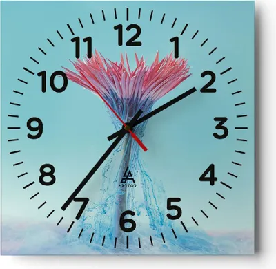 Produktbild von Wanduhr - Quadrat - Glasuhr - Rosa Gänseblümchen Tinte - 40x40cm - Schleichendes Uhrwerk - Lautlos - zum Aufhängen bereit - Dekoration Modern - Wanddekoration aus Glas - C4AC40x40-4537